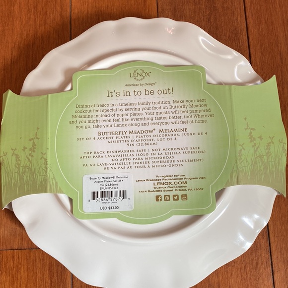 Lenox Butterfly Meadow 4-Piece Accent Plates Set - Picture 3 of 6